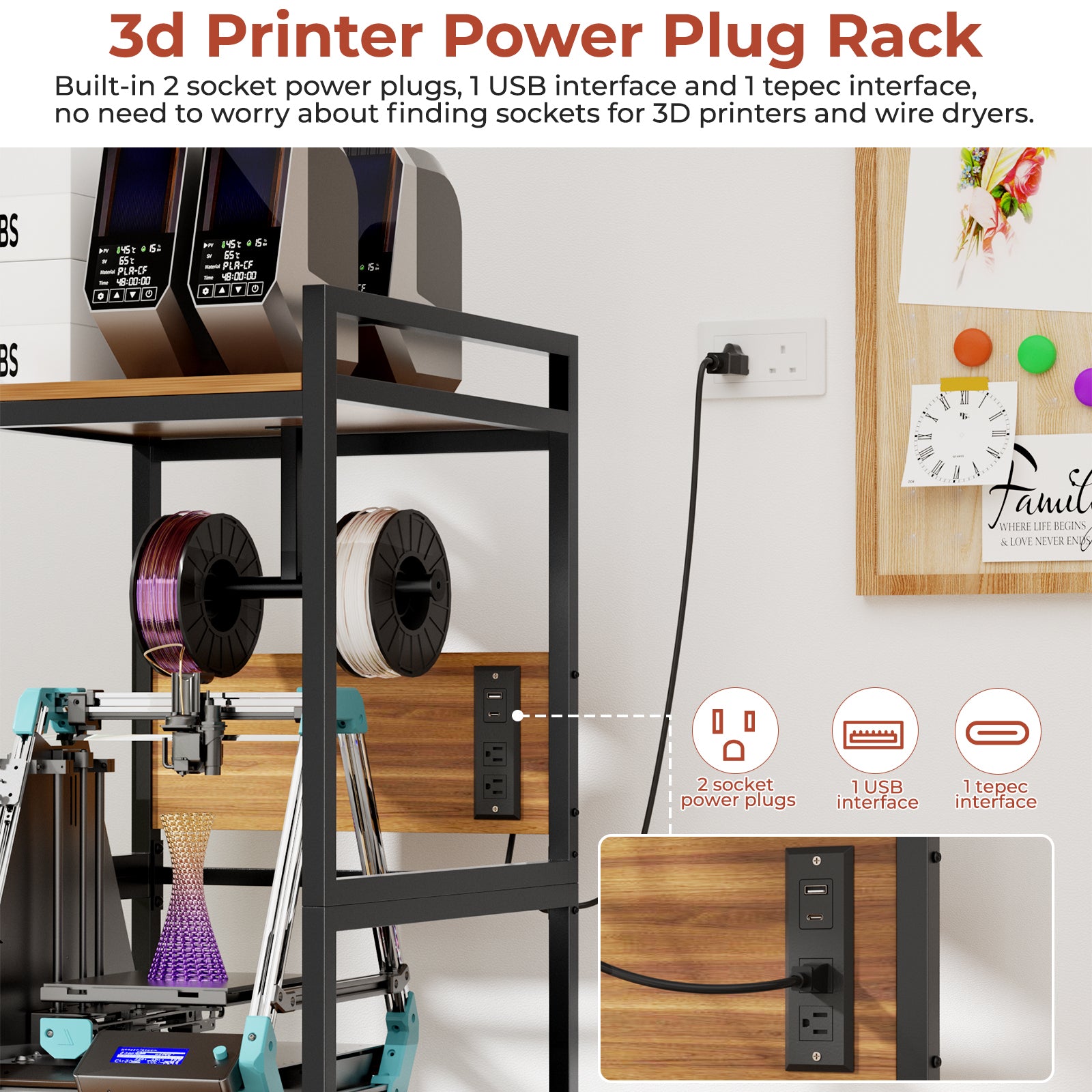 Support d'imprimante 3D avec stockage filament