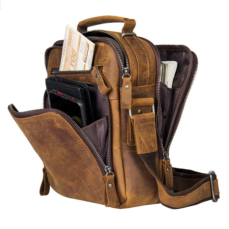 Véritable sac de messager en cuir vintage Cheval fou