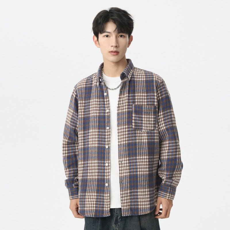 Chemise à volant brossé pour homme