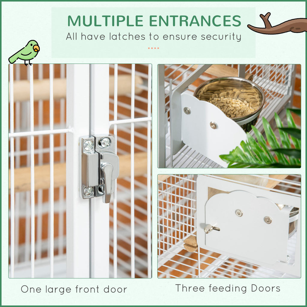 Cage grand perroquet de 55" avec crochet de jouets au-dessus de la perche d'oiseau supérieure