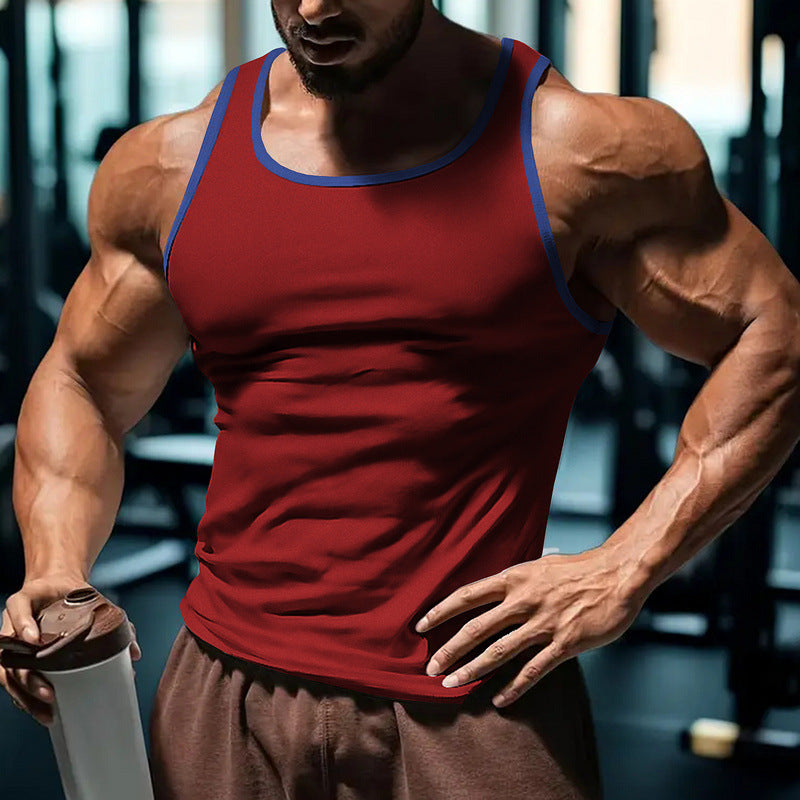 Veste de couche de réservoir de fitness de style américain pour hommes
