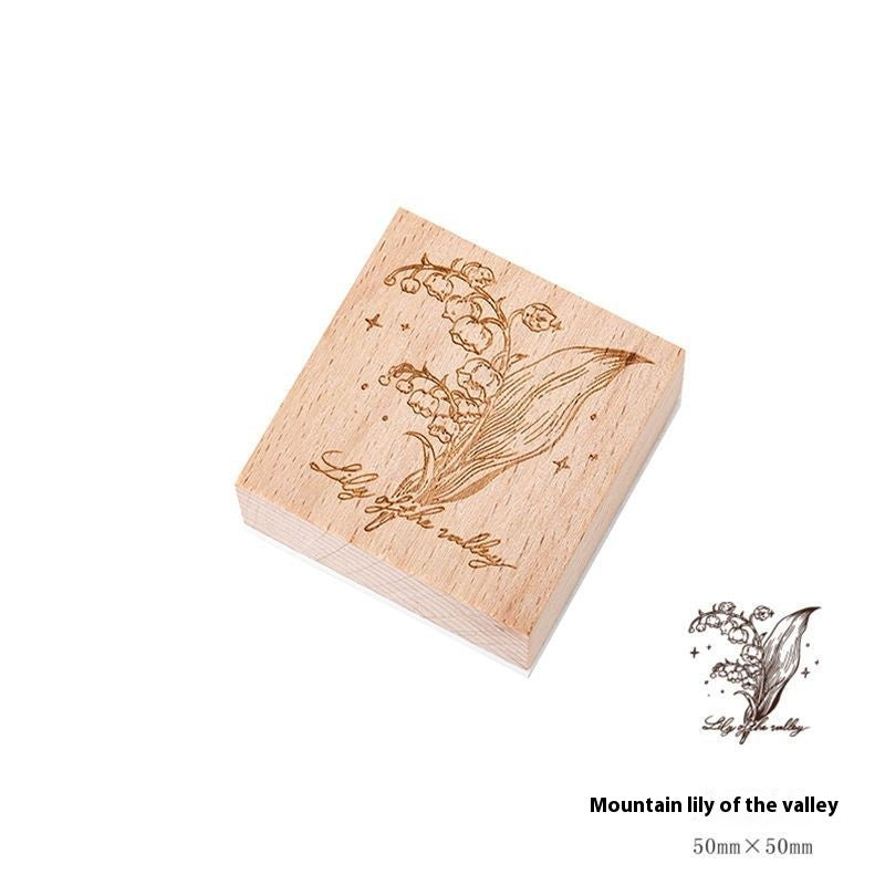 Timbre en bois frais et rétro Fleur Artistic Flower Notebook Diy Matière décorative Woode