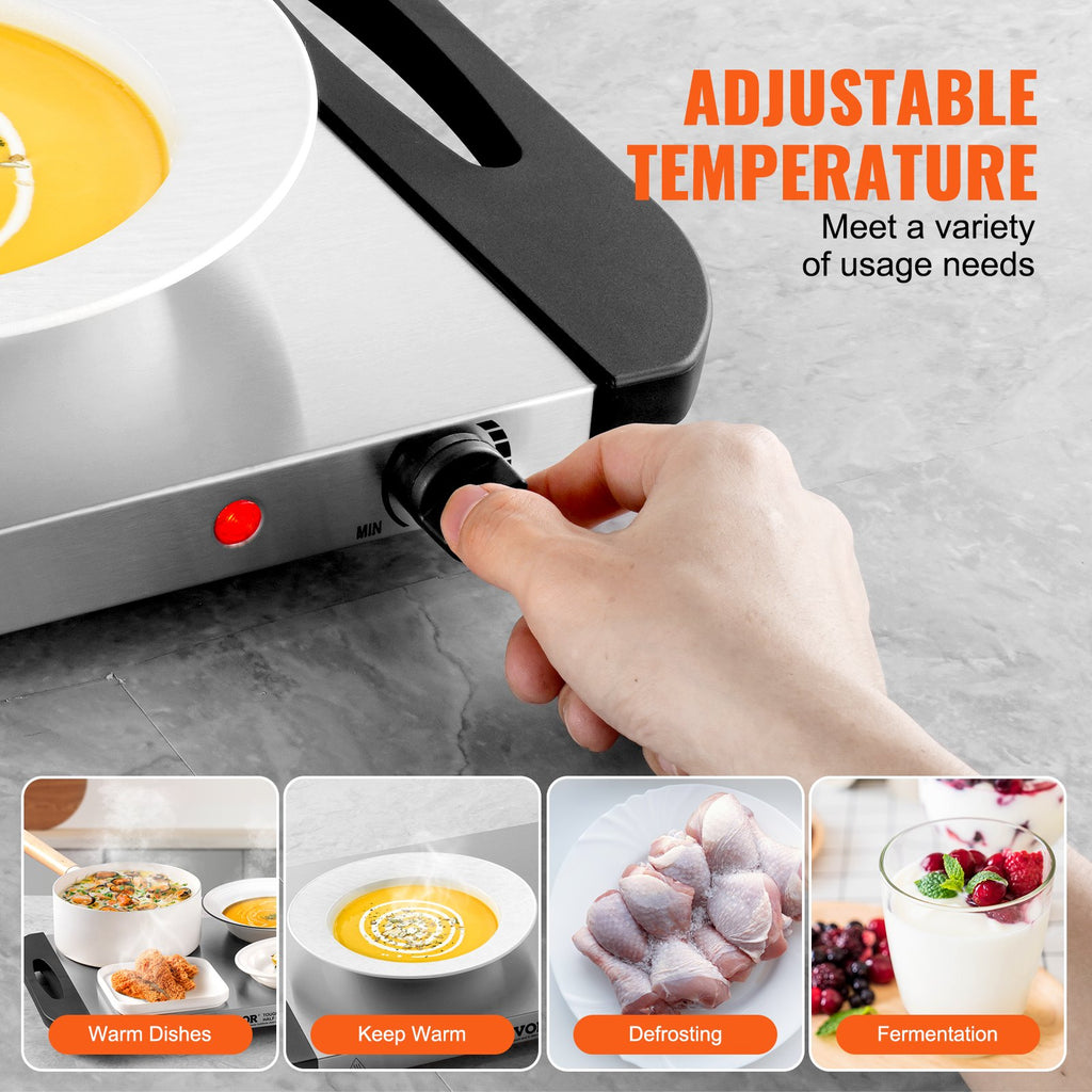 VEVOR Électric Warming Tray Buffet Food Warming Temp Control Acier inoxydable
