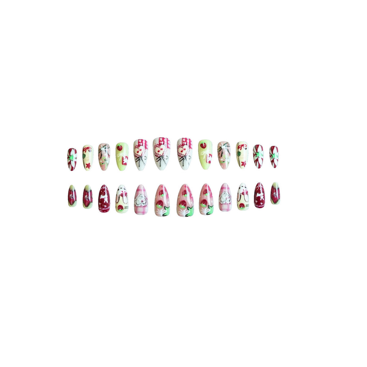 Set de 24 pièces de dessins animés mignons Conseils pour ongles frais et doux