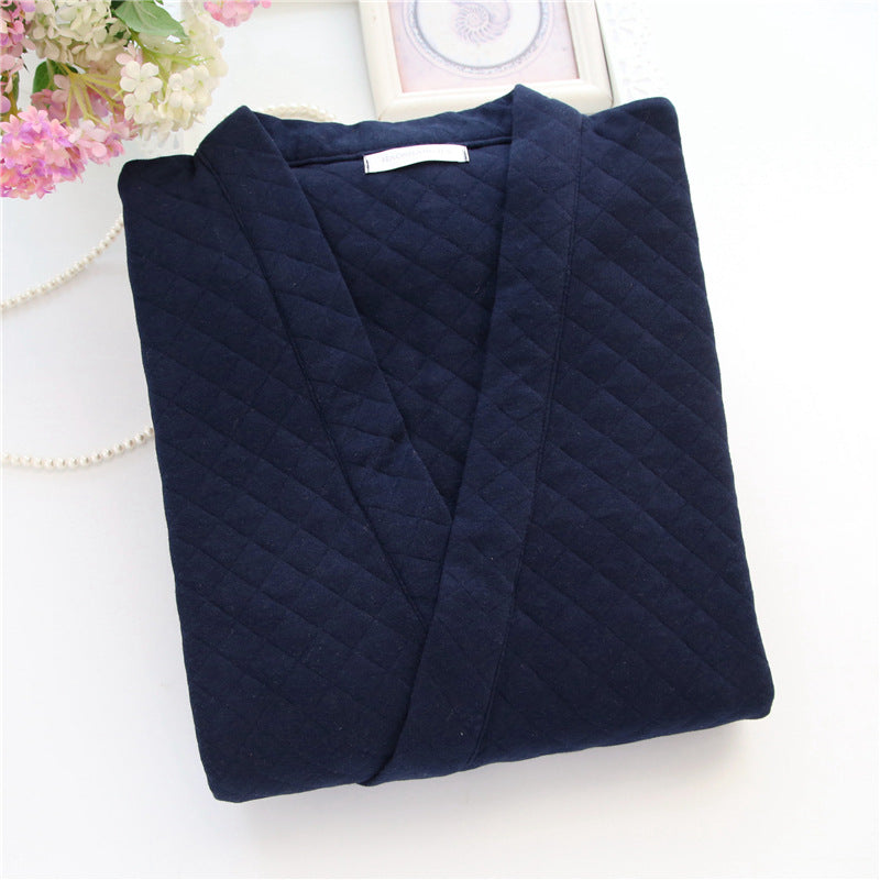 Autumn Hiver Hommes Style Japonais Pure Cotton Air-Layer Loungewear Set