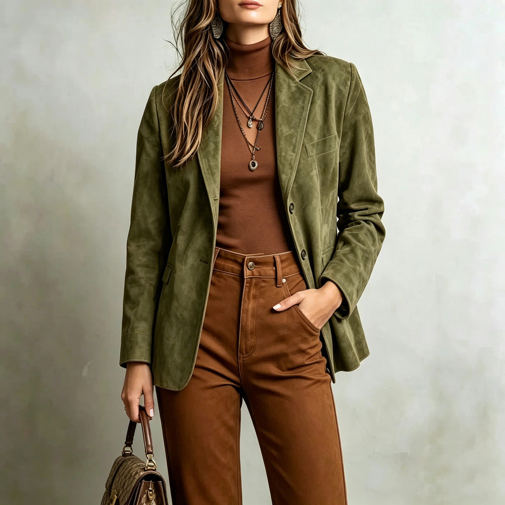 Femme Elégant Veste de velours vintage Suede