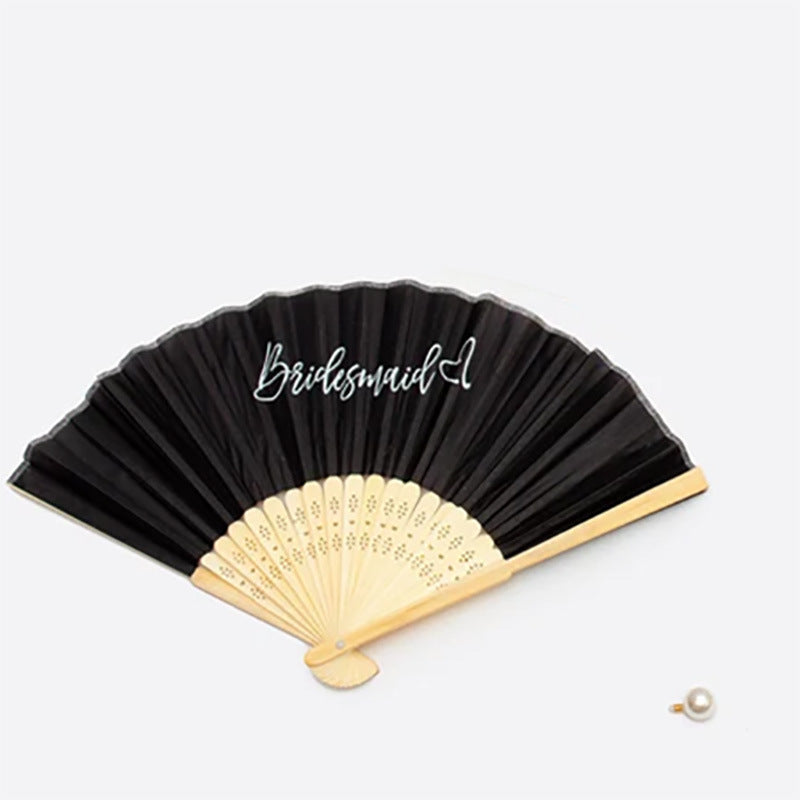 Bride and Bridesmaid Black and White Fan