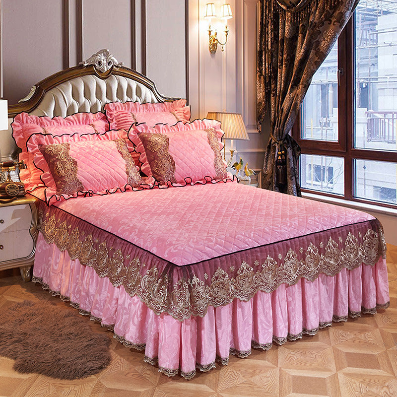 Style coréen Velvet Lit matelassé Jupe Solid Color Style européen