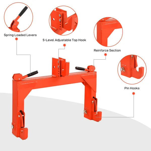 Adaptateur 3 Pt Quick Hitch pour tracteur à boulons réglable de catégorie 1 et 2 W 3000lb