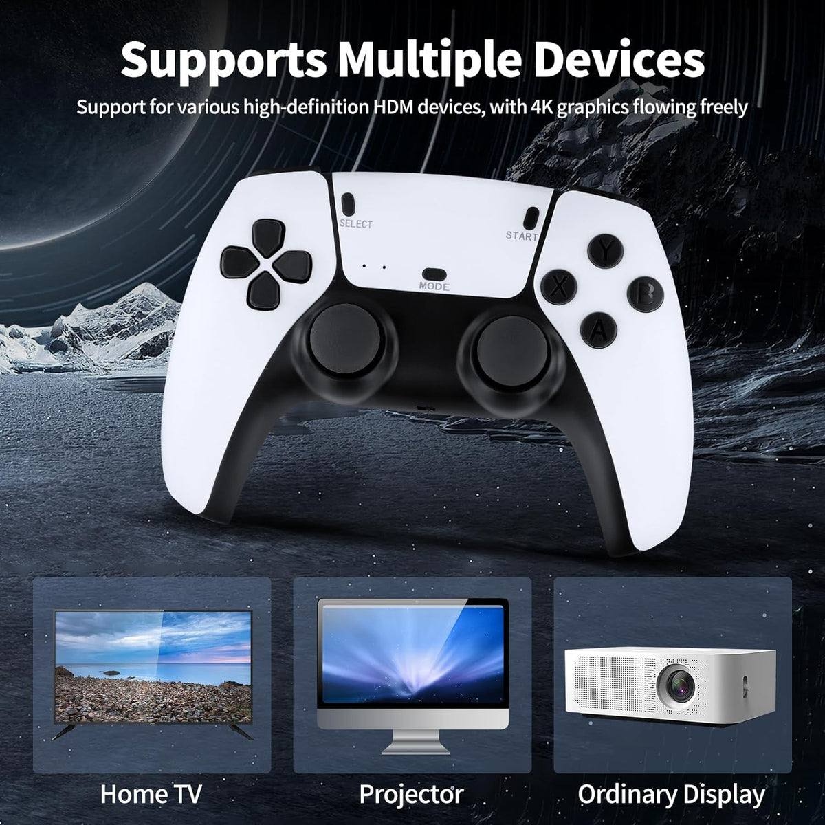 20000 Retro Video Game Console 4K HD TV Game Stick Encre.2 Contrôleur sans fil