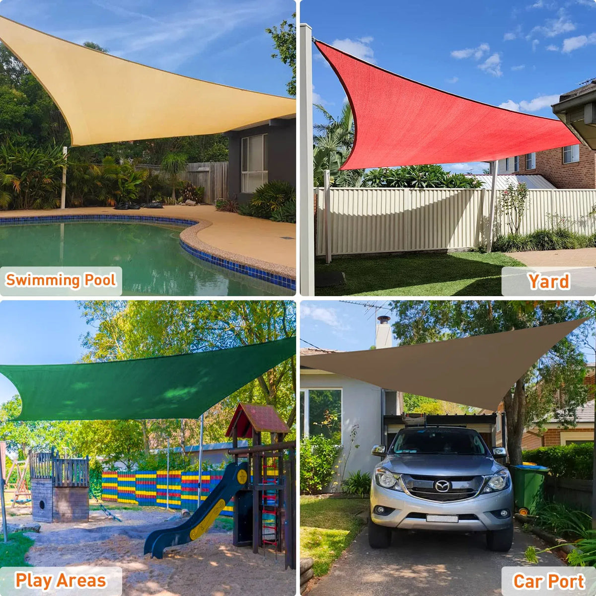 6'X8' voile d'ombre de soleil HDPE couleur sable