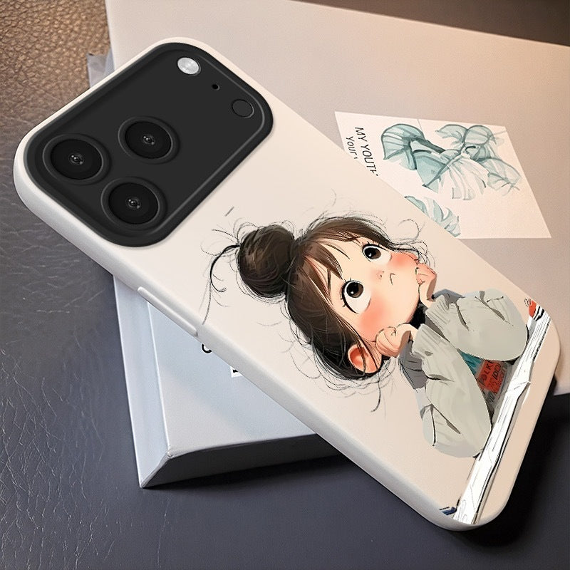 C'est créatif et polyvalent Cartoon Thinking Girl Phone Case
