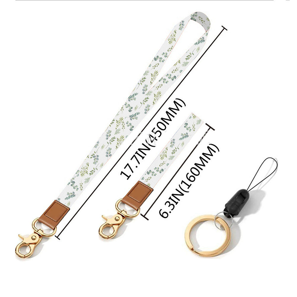 Leather-Polyester Wrist-Neck Lanyard porte-clés à double usage