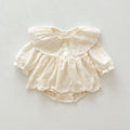 Dentelle brodée Collier Manches longues Maillots de bébé Gown