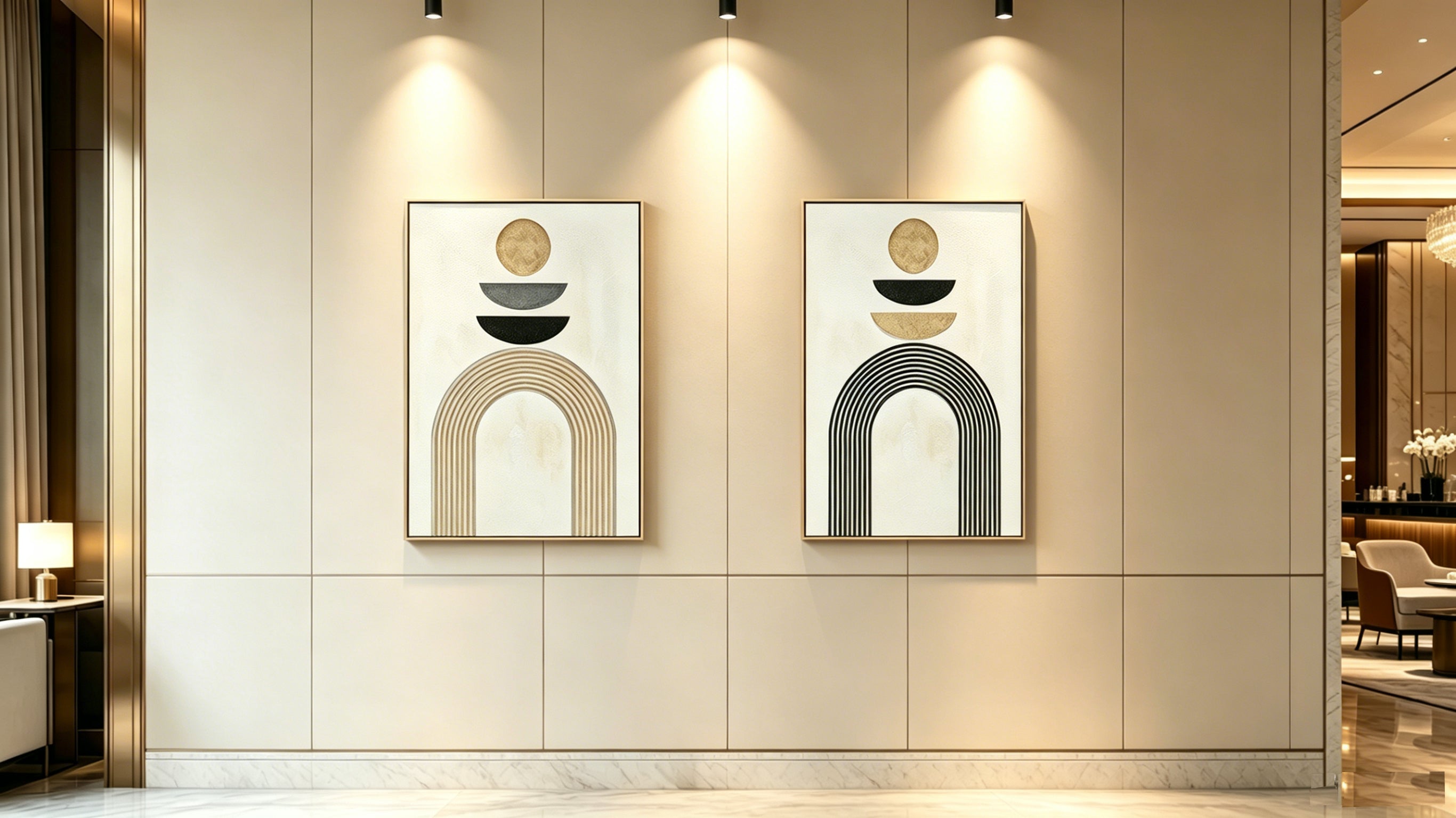 24x36 Ensemble de 2 Art mural Boho abstrait encadré