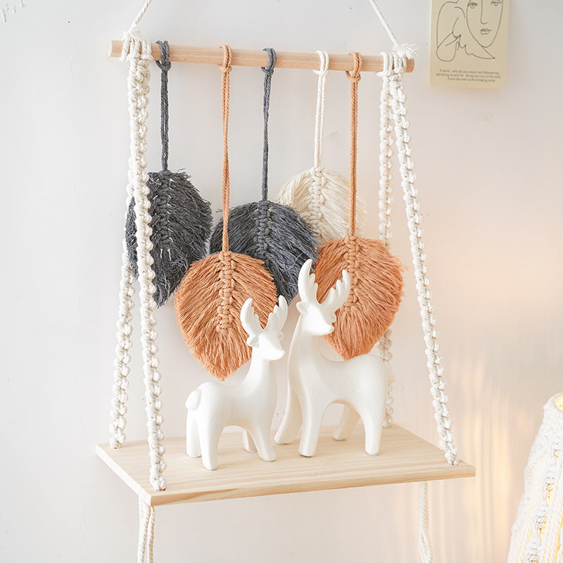 Minimalist bricolage Bohemian coton-chaîne tapisserie tissé