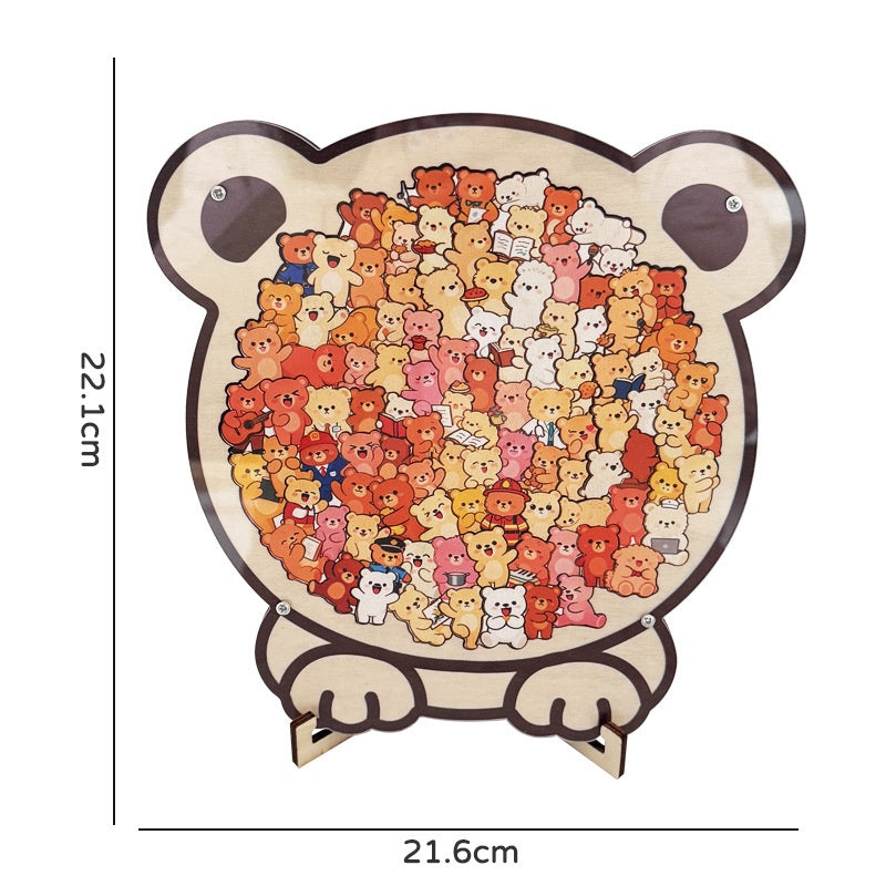 Puzzle en bois Forme de chat mignon Challenging pièces irrégulières avec cadre 3D conception de chat bois