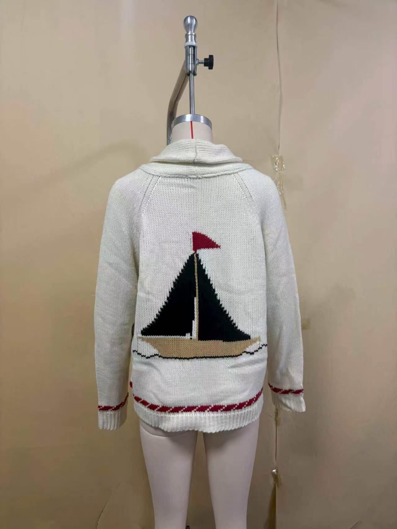 European And American Autumn And Winter Fashion Retro Art Lapel Loose Casual Knitted Cardi