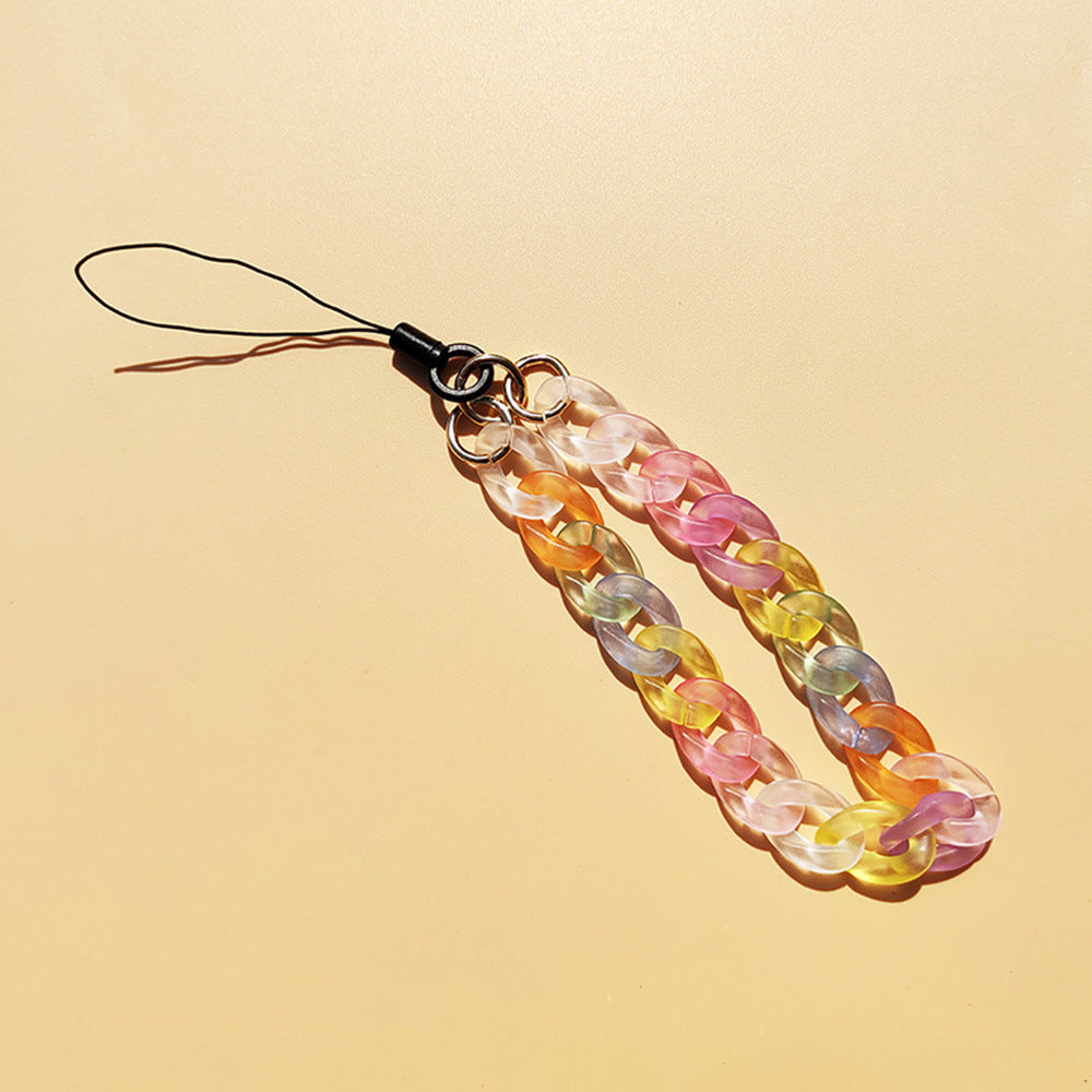 Mode Frosted Acrylic Chaîne Téléphone Mobile Charm Candy Couleur Anti-perdu Lanyard Orn Femme