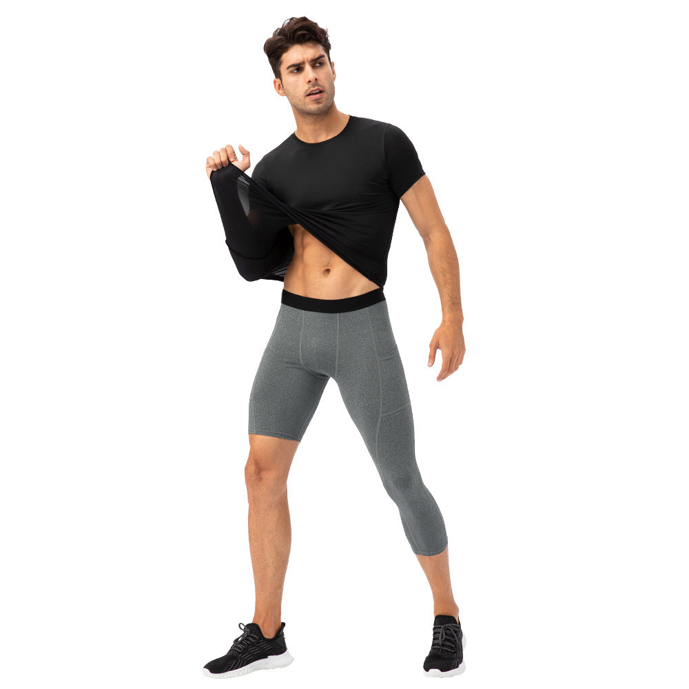 Pantalon de fitness à jambes simples pour hommes Longueur de la poche