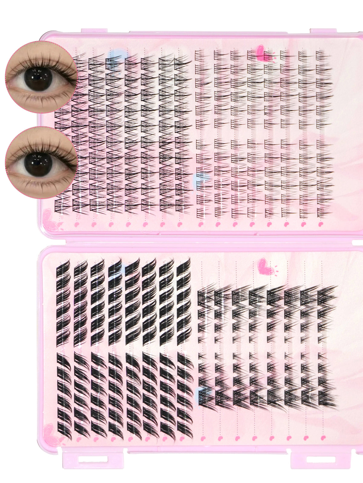 Un ensemble d'extension de faux cils hybride multi-style
