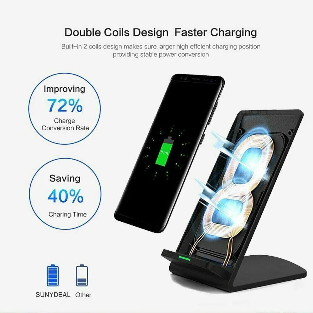 Qi Wireless Fast Charger Charging Pad Stand Dock for Galaxy Phone