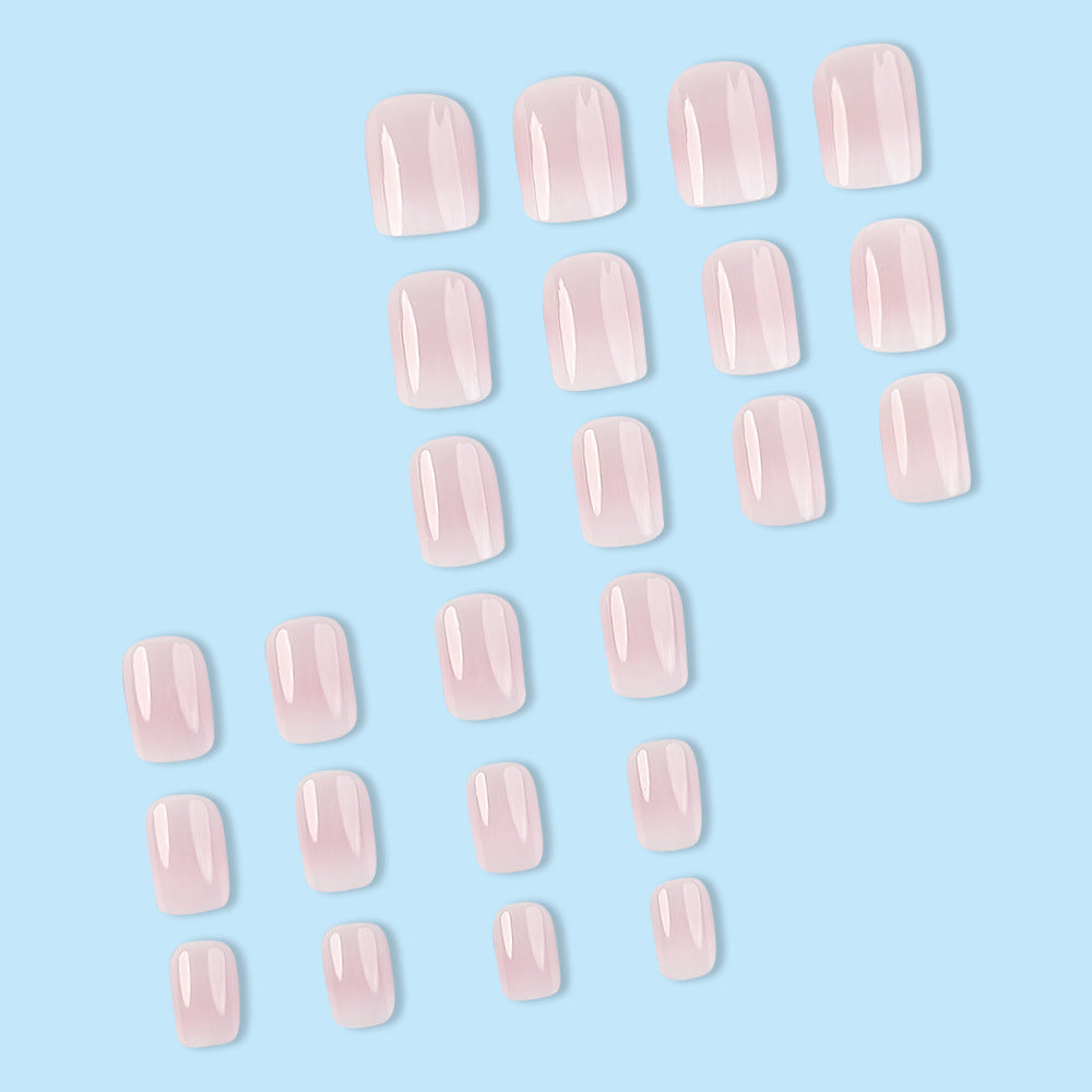 Stickers 24 Pièces de Nail Acrylique Court Carré avec Effet Gradient Blanc et Press-on De