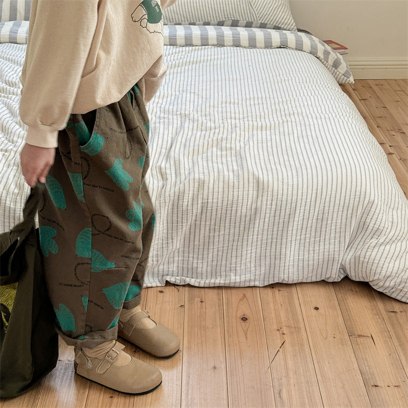 Pantalons en coton lavé pour enfants