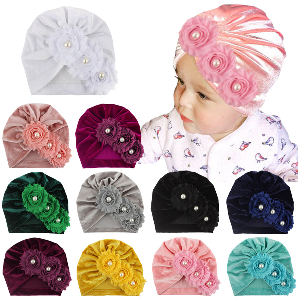 Chapeau de fleur de couleur solide bébé