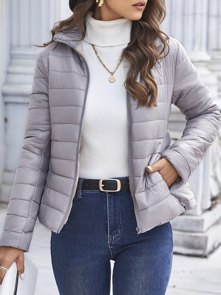 Coton à capuche chaud de longueur moyenne pour femmes en lambswool