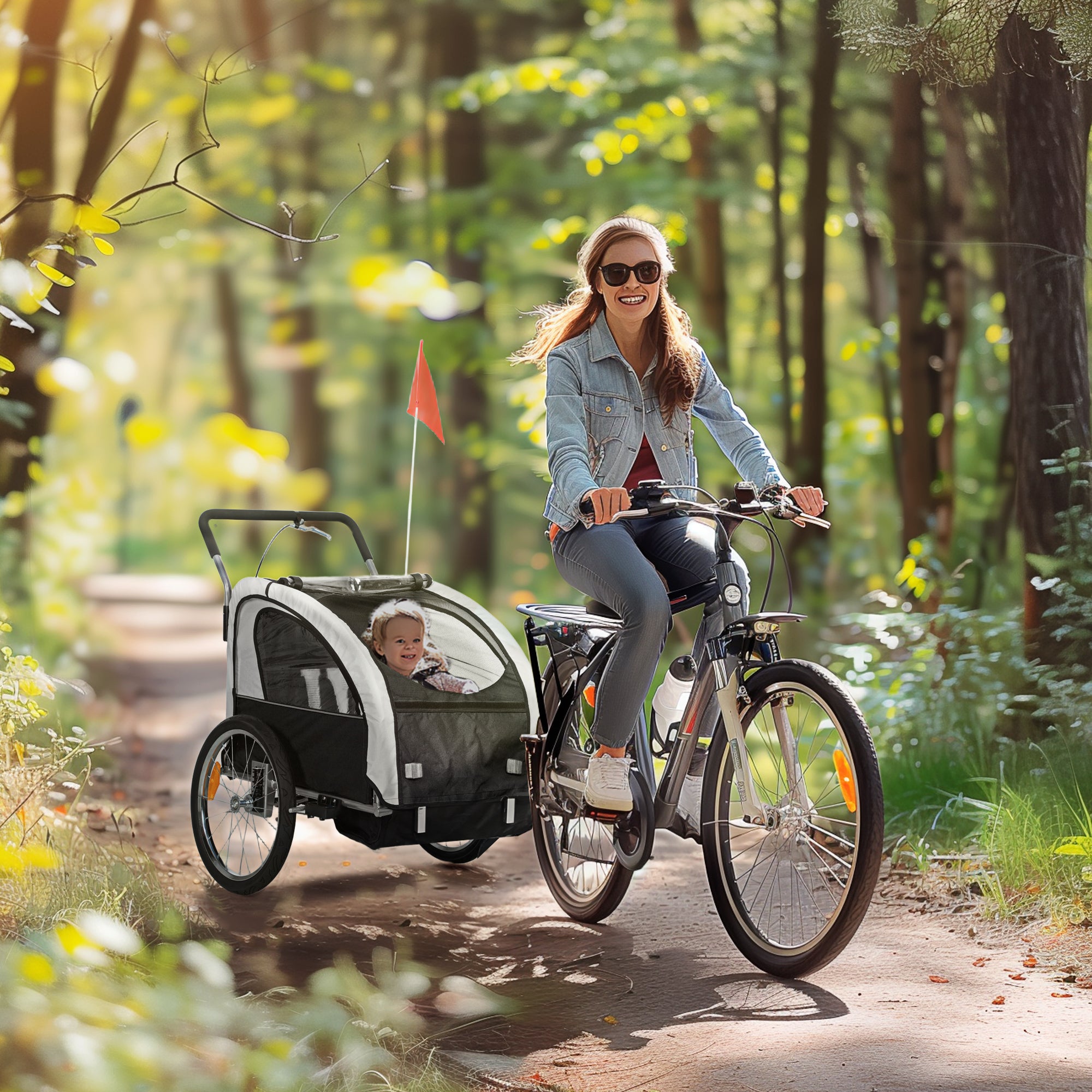 Remorque à vélo pivotante 2-Seat Elite 360 pour enfants Remorque à vélo avec résistant à l'eau W