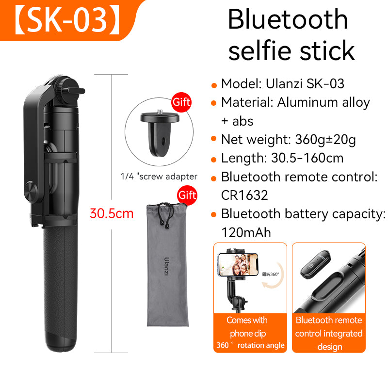 SK 03 Smartphone Selfie Stick 10M Wireless Bluetooth Control 1.5m Vertical Tripod for Appearance