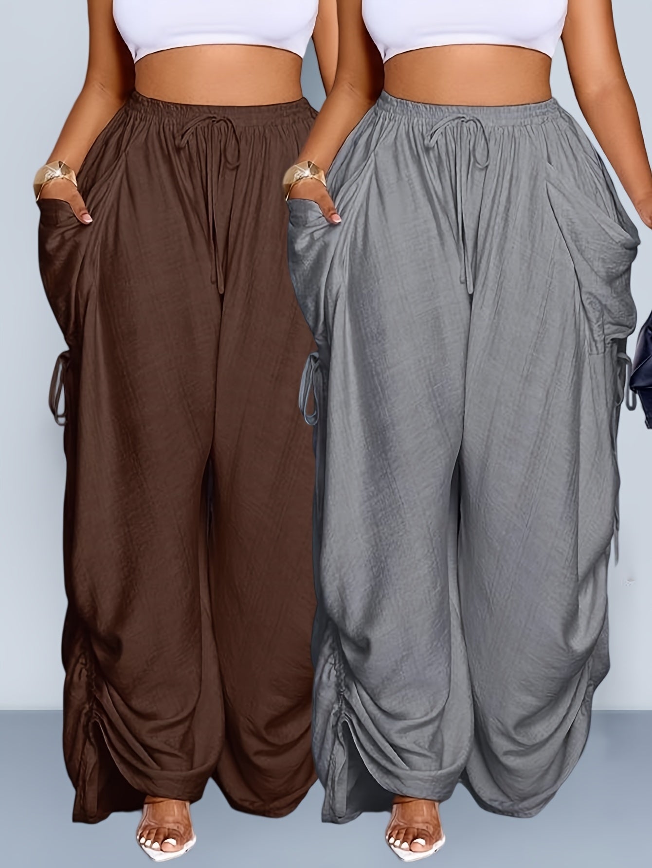 Pantalon large taille haute plissé de style punk rétro
