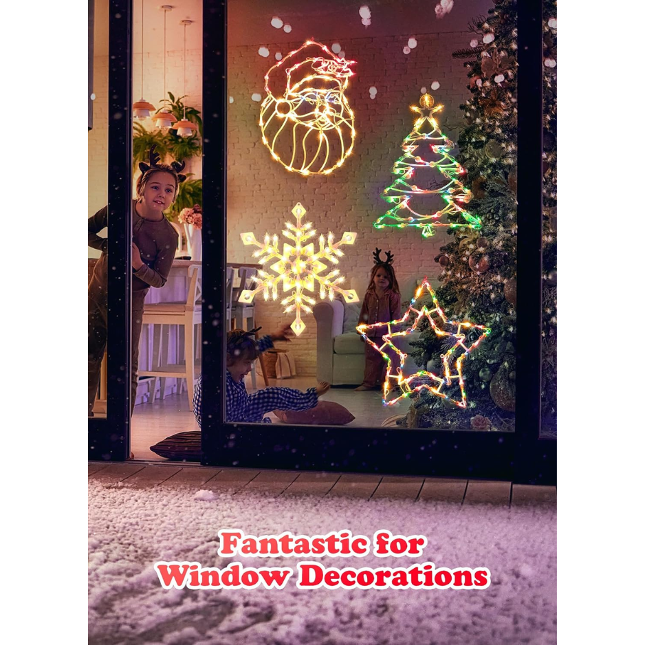 4 lumières de fenêtre de Noël Pack