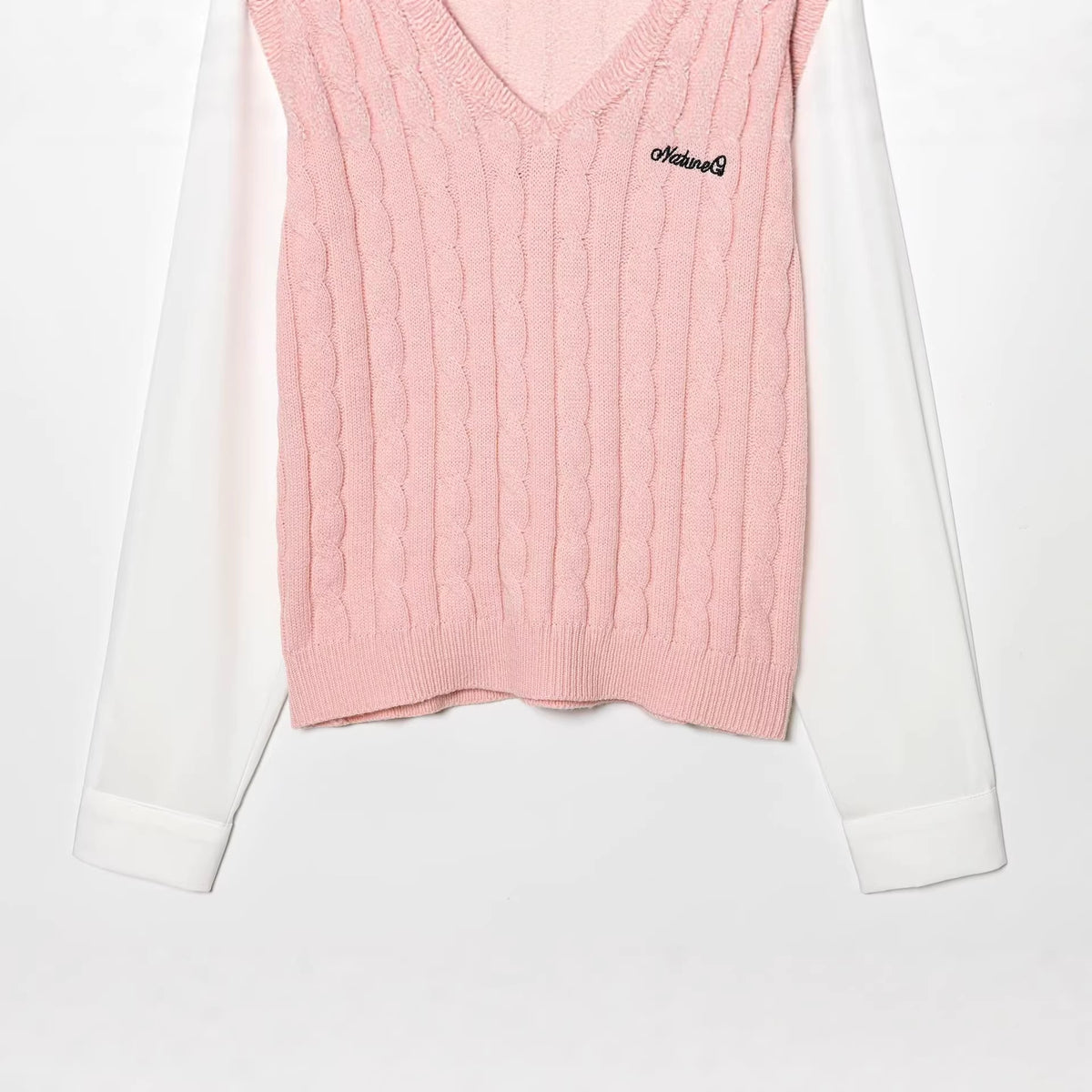 Stylish Minimalist Versatile Letter-broidered Patchwork Top