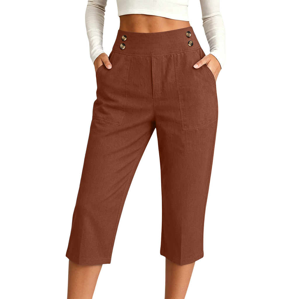 Femmes S Fashionable haute taille pantalons de trois quarts de longueur dans le style européen occasionnel pour Dai