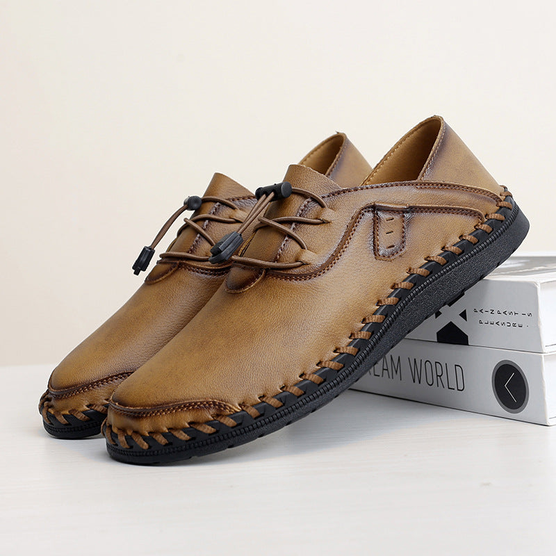 Men's casual leather shoes with a flexible, non-slip grip