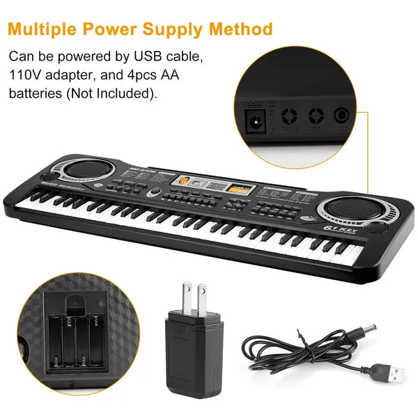 61 Clés Musique numérique Clavier électronique Piano électrique Instrument musical Enfants Apprentissage