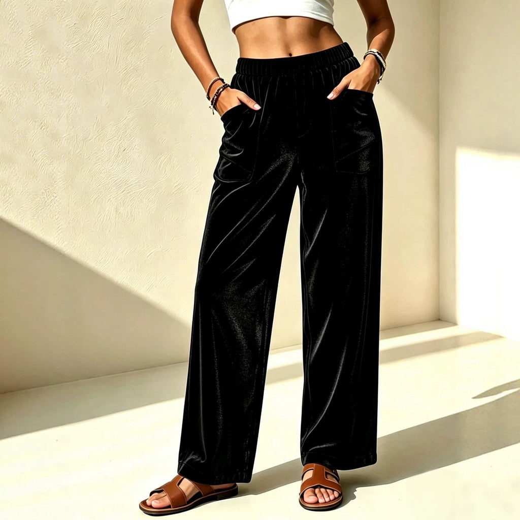 Pantalon casual large-jambe de slim-fit
