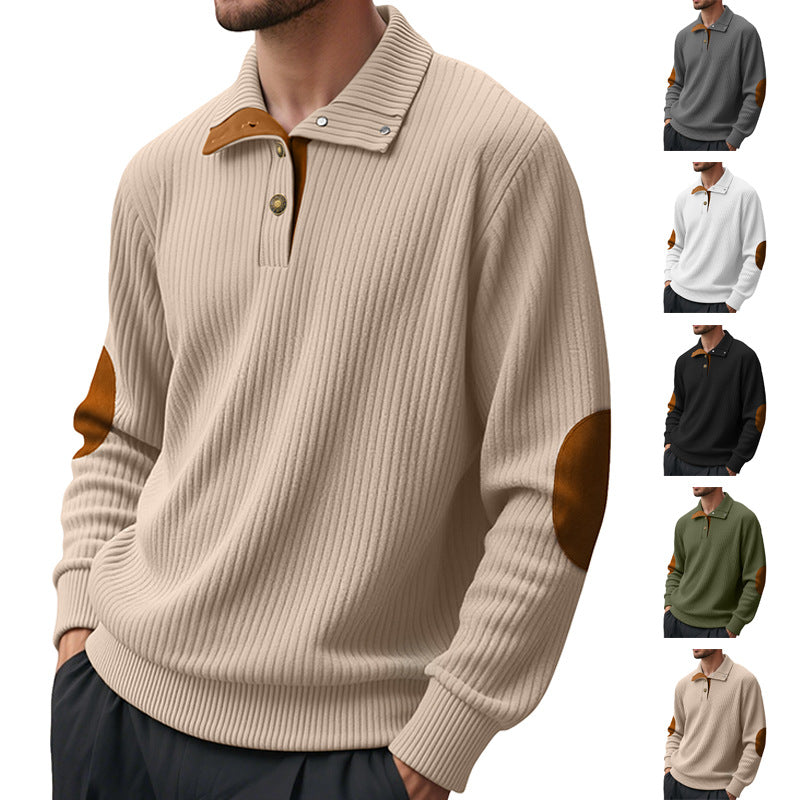 Sweat-shirt de printemps & automne couleur solide Jacquard