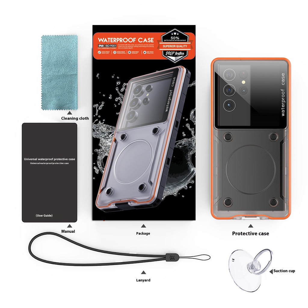 Couverture de protection transparente pour téléphone portable étanche universel de 6,9 pouces