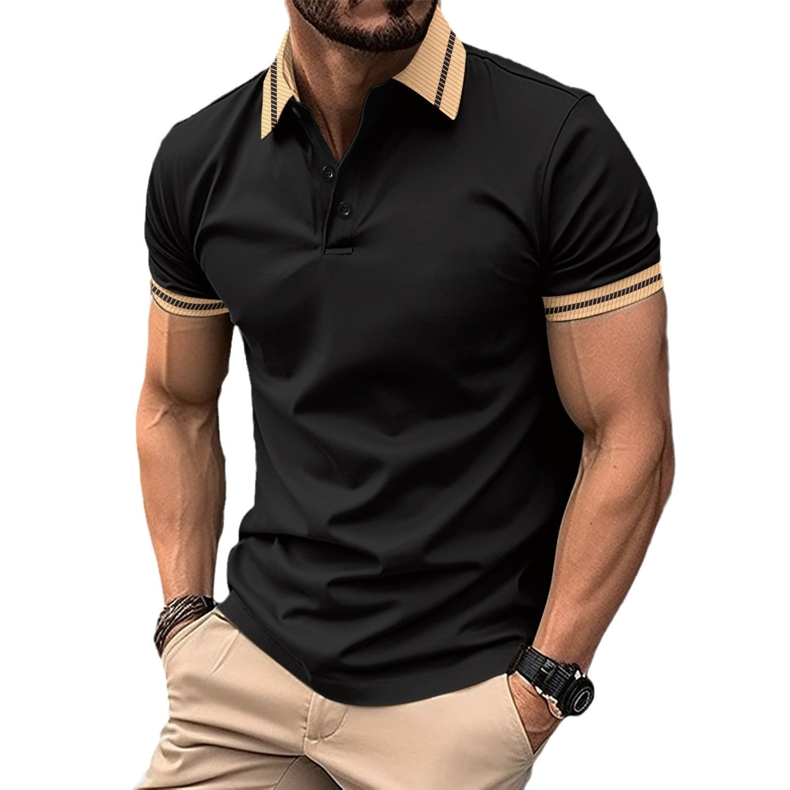 Bouton de couleur Hommes Polo Sport Shirt Casual et polyvalent