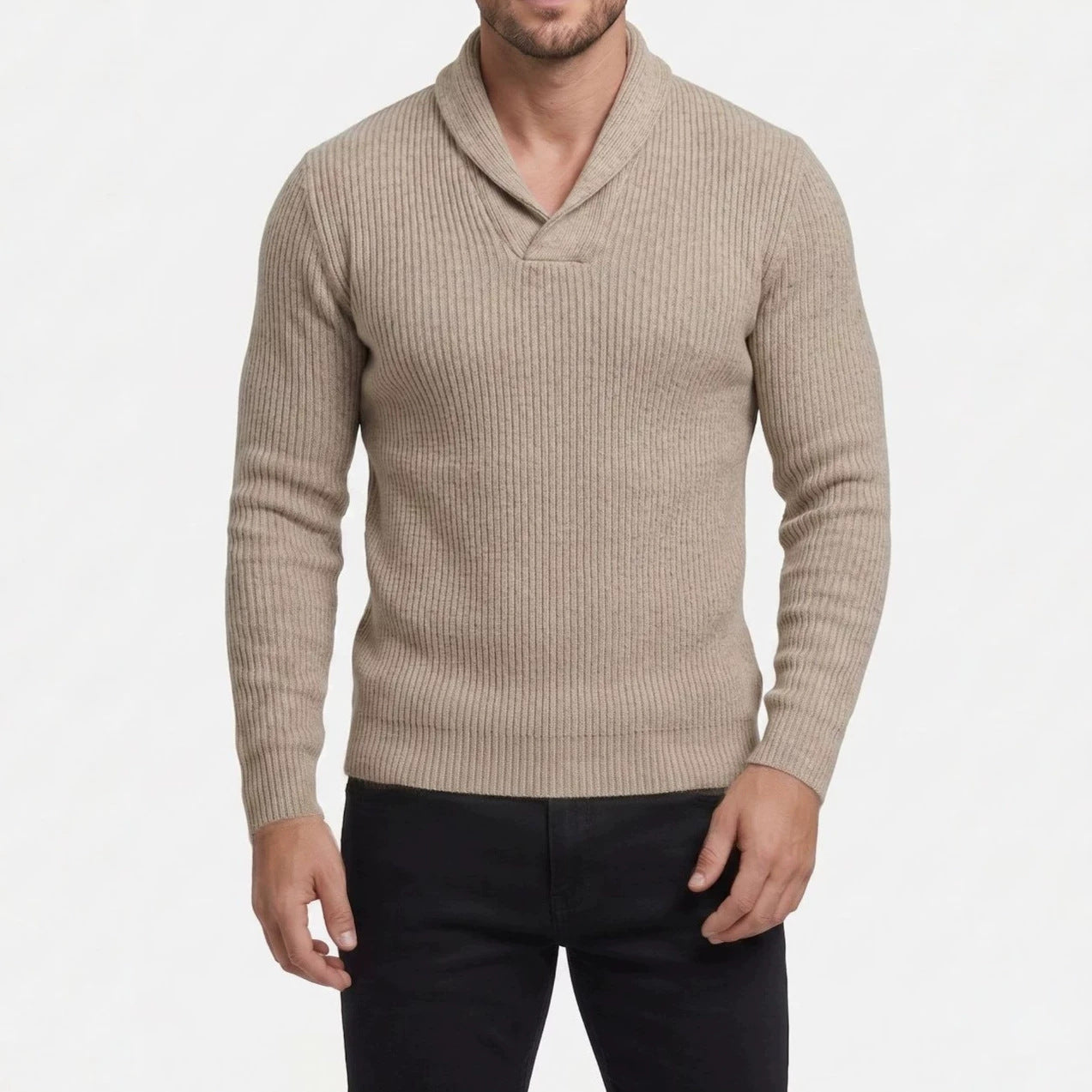 Homme Manches longues col V Slim-fit Sweater tricot