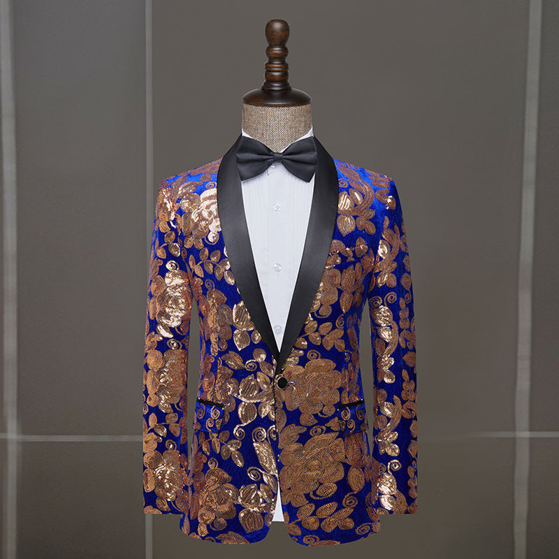 Men's Velvet Sequin Casual Versatile Blazer