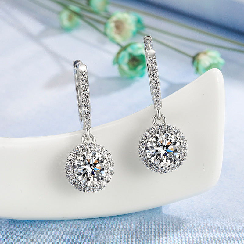 Boucles d'oreilles volumineuses Zircon rondes pour femmes