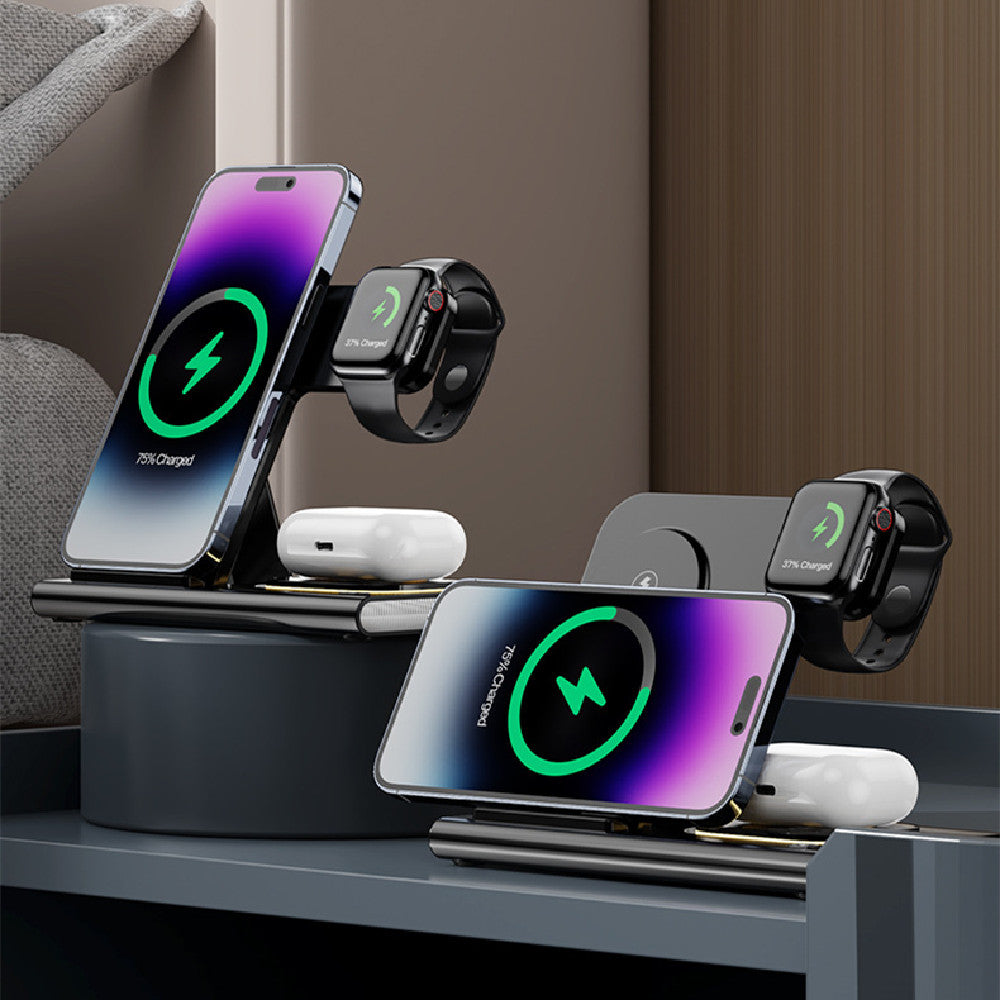 Chargeur quatre en un sans fil pliant mode