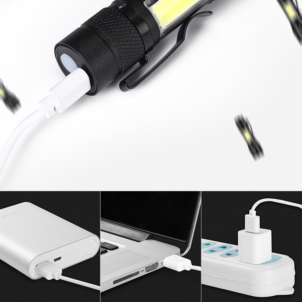 Lampe de poche de torche télescopique lampe de poche rechargeable stylo lampe USB de charge lampe de travail pour le camping