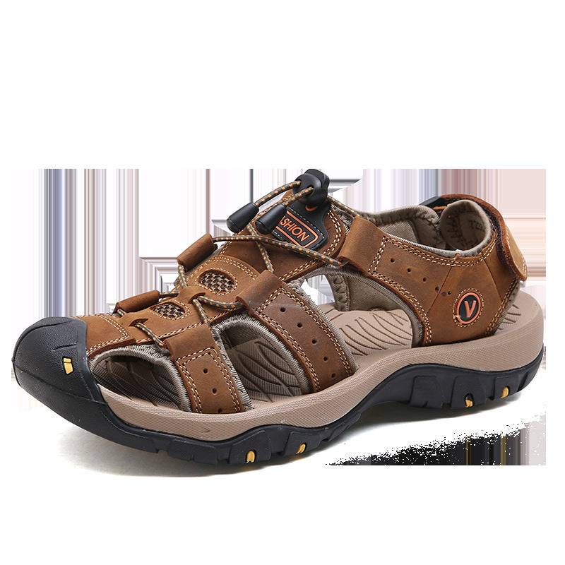 Sandales d'été Hommes Grande Taille Baotou Casual Beach Chaussures Cuir véritable Hommes Outdoor Sp