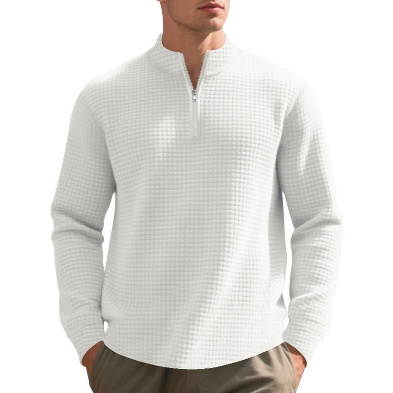 European And American Fashion Half Zipper Small Square Sweepshirt Hommes Printemps Et Automne