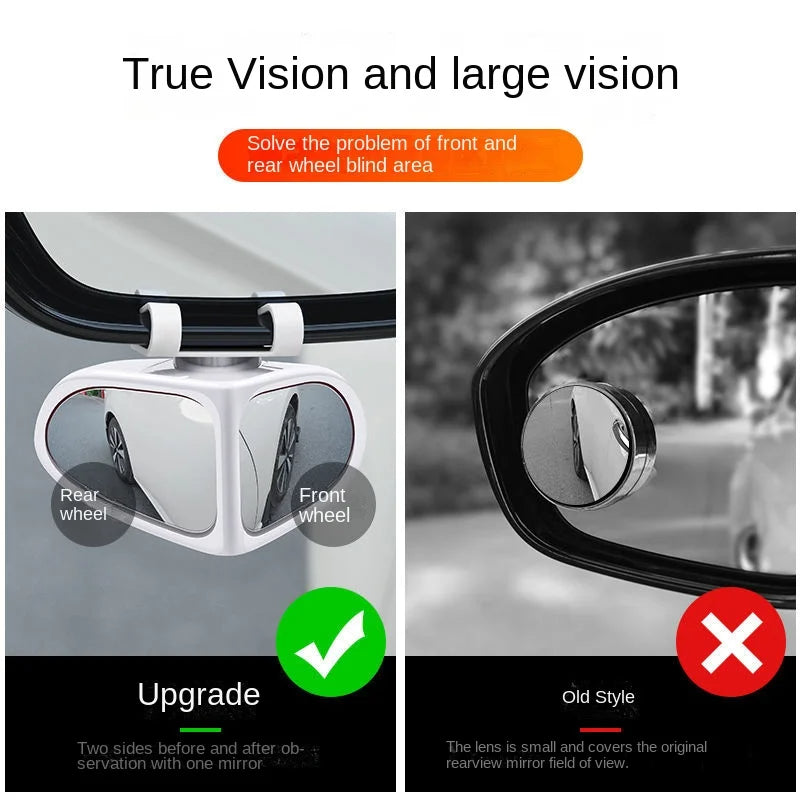 Voiture Renverser petit miroir rond avant et arrière roue grand-angle miroir à double bord Auxile